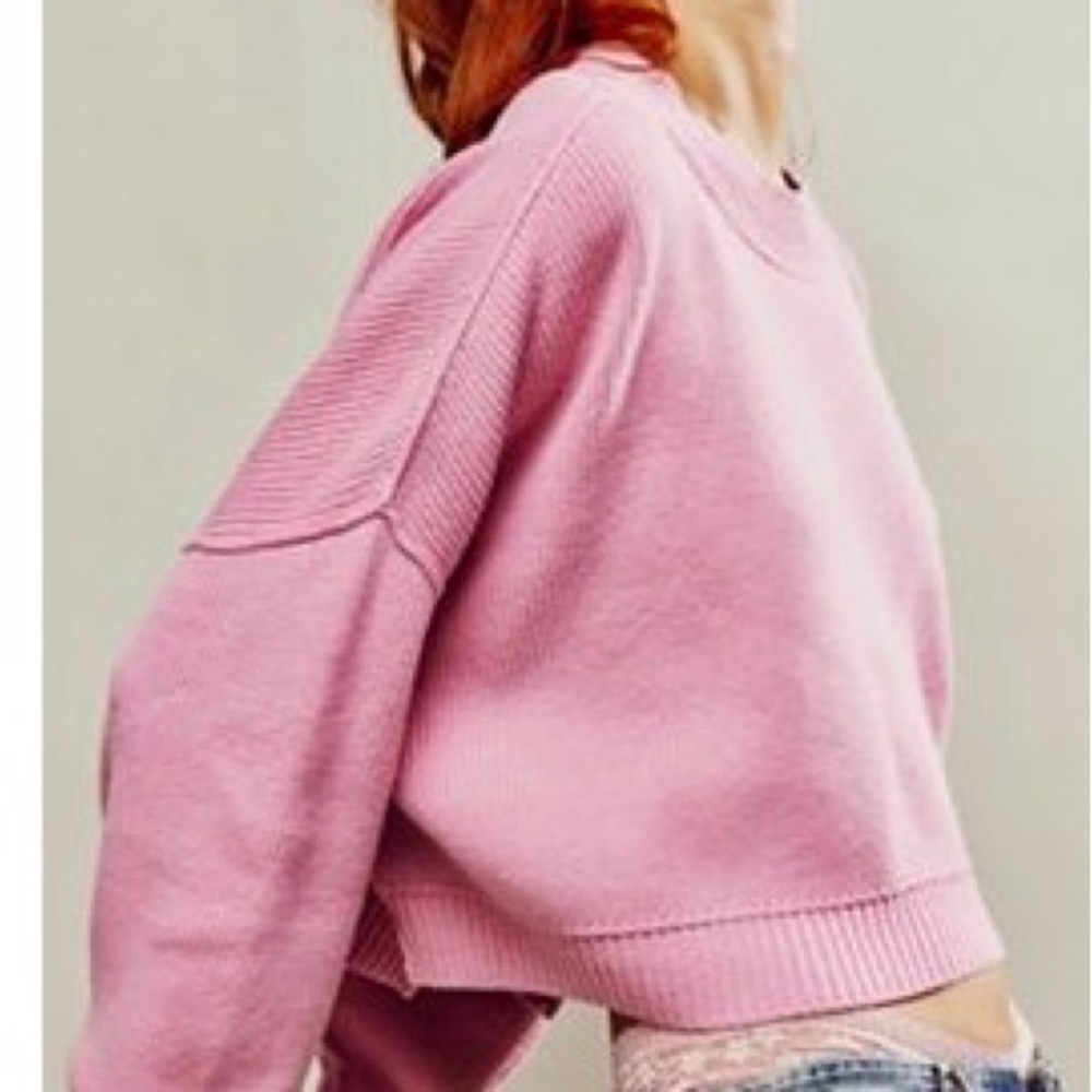 Free People Easy Street Crop Pullover in Lollipop Pink Size Medium